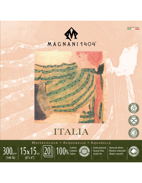 Bloc acuarela 100% algodón 15x15 cm- Magnani 1404