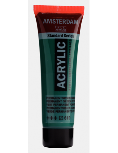 Tubo Acrílico Verde Permanente Oscuro 619 20 ml- Amsterdam