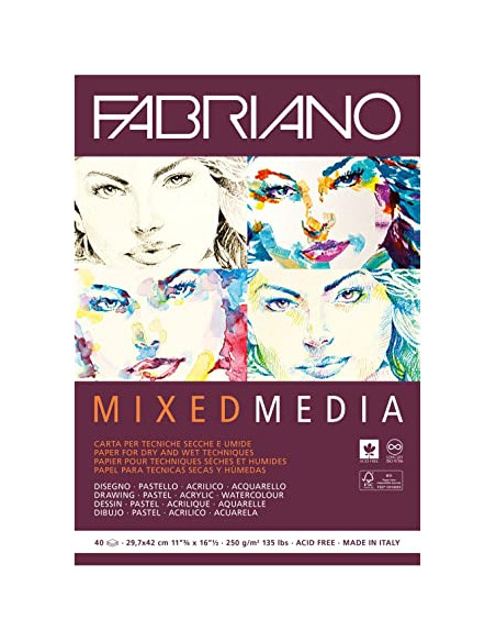 Bloc mix media/multitécnicas A3 29,7x42 cm- Fabriano