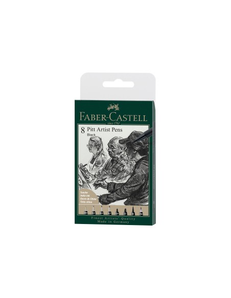 Rotuladores tinta china negra 8 puntas set - Faber Castell