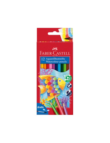 Línea roja Lápiz color acuarelable 12 colores- Faber Castell