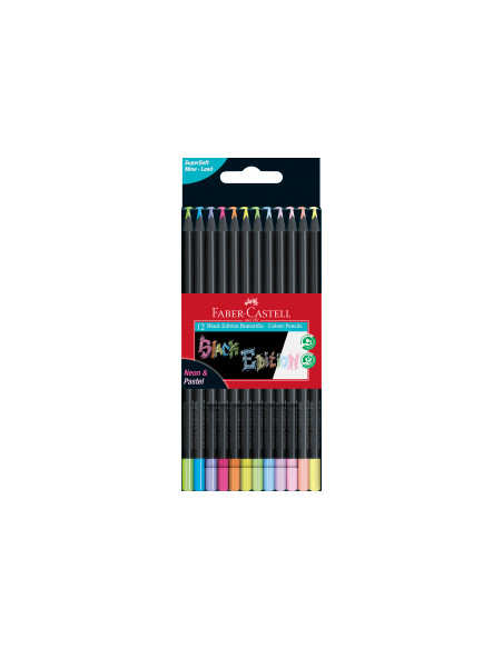Lápices de color Black Edition 12 colores neon & pastel- Faber Castell