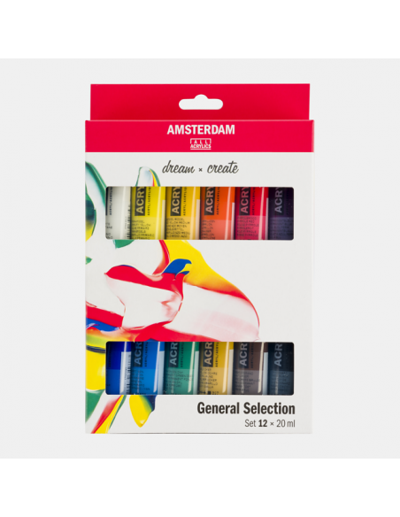 Set Acrílico en tubo 12 colores de 20 ml- Amsterdam