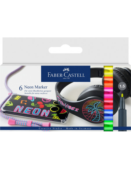 Set Rotuladores multisuperficie colores neon- Faber Castell